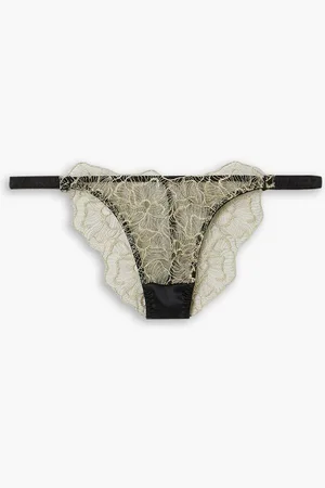 Coco De Mer Damona tief sitzendes Höschen aus Leavers-Spitze in Metallic-Optik - - S