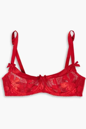 Agent Provocateur Ettah Balconette-Soft-BH aus Satin und Tüll mit Stickereien und Bügel - - 32 B