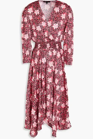Maje Midikleid aus Satin mit floralem Print und Wickeleffekt - - FR 34