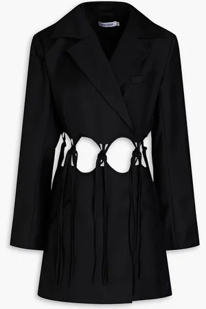 Anna Quan Smokingkleid aus Woll-Twill in Minilänge mit Cut-outs und Knotendetail - - UK 8