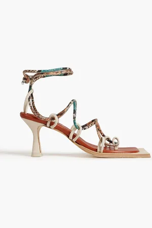 Miista Mie Sandalen aus Glattleder und Leder mit Krokodileffekt - Rot - EU 36