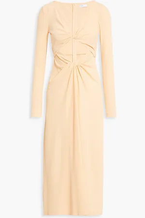 ROSETTA GETTY Midikleid aus Baumwoll-Jersey mit Twist-Detail an der Vorderseite und Cut-outs - Orange - S