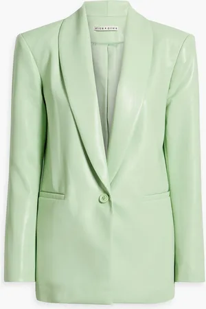 ALICE+OLIVIA Alice Olivia - Denny Blazer aus Kunstleder - Grün - US 12