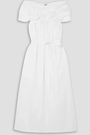 ADAM LIPPES Schulterfreies Midikleid aus Baumwollpopeline mit Raffungen - - L