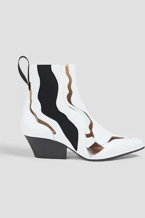 Sergio Rossi Ankle Boots aus Leder mit PVC-Besatz - - EU 35