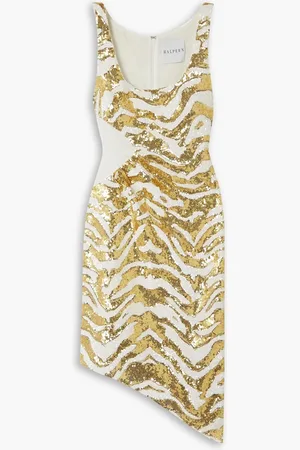 HALPERN Asymmetrisches Kleid aus Tüll mit Tigerprint und Pailletten - Metallic - FR 36
