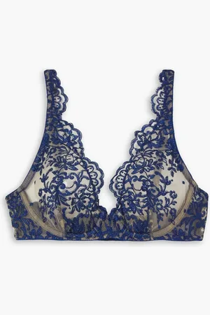 I.D. Sarrieri Royal Jewel Triangel-BH aus Tüll mit Bügel und Stickereien - Blau - 32 C