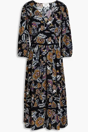 Bash Vienne bedrucktes Midikleid aus Crêpe mit Raffung - - 0