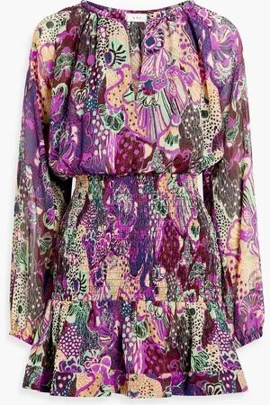 A.L.C. Callie bedrucktes Minikleid aus Seidenkrepon mit Raffung - Lila - US 4