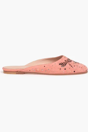 RED(V) Slippers aus lasergeschnittenem Veloursleder mit Nieten - Pink - EU 37