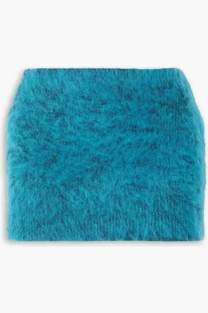 AGR Minirock aus gebürstetem Stretch-Strick - Blau - S