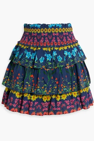 Cara Cara Lindsey gestufter Minirock aus Baumwoll-Voile mit floralem Print - Blau - XS