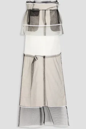 Maison Margiela Trägerloses Midikleid aus Twill, Tüll und Baumwoll-Canvas - Weiß - IT 38