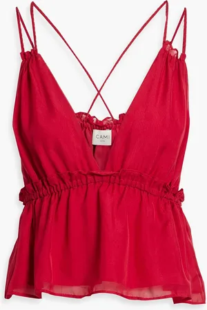 CAMI Marlene Top aus Seidenchiffon mit Rüschen - Rot - L