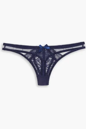 Agent Provocateur Rozlyn String aus Tüll und Satin mit Spitzeneinsätzen - Blau - 5