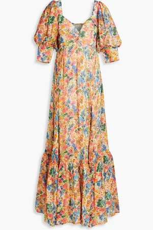 by Ti Mo Maxikleid aus Crêpe mit floralem Print und Raffung - - XS
