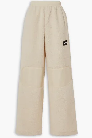ROTATE Sunday Sweatpants aus Shearling-Imitatmit Shell-Besatz und Applikationen - Neutral - S