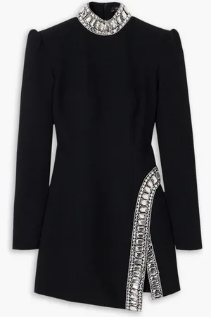 ANDREW GN Minikleid aus Crêpe mit Kristallverzierung und Rollkragen - - FR 34