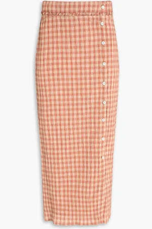 Altuzarra Midirock aus Cloqué mit Gingham-Karo - Orange - FR 36