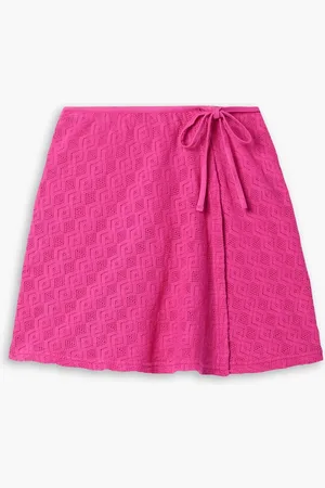 AGR Mini-Wickelrock aus Baumwolle in Pointelle-Strick - Pink - XL