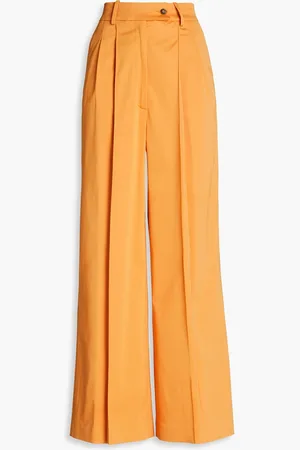 Loulou Studio Lehen Hose mit weitem Bein aus Satin mit Falten - - XS