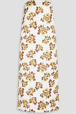 EMILIA WICKSTEAD Trägerloses Midikleid aus Duchesse-Satin mit Blumenprint - - UK 10