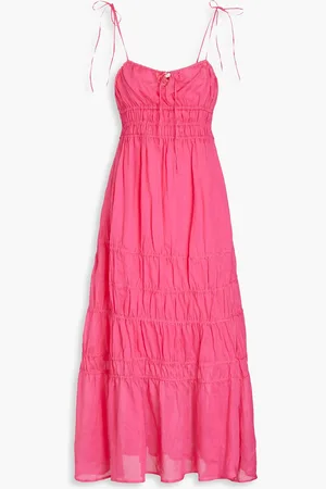 Nicholas Maxikleid aus Ramie mit Raffung - Pink - US 8