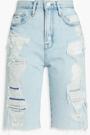 Frame Le Vintage Bermuda Jeansshorts in Distressed-Optik - Blau - 25