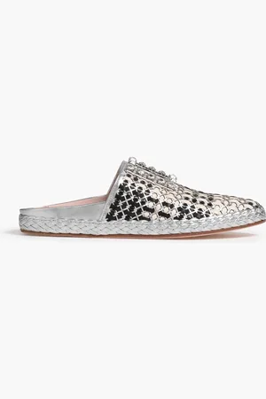 Roger Vivier RV Lounge Slippers aus Leder mit Kristallverzierung - Metallic - EU 35