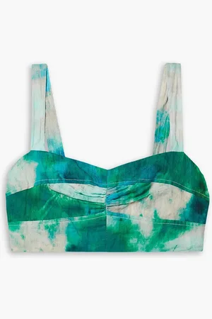 Jason Wu Verkürztes Oberteil aus einer bedruckten Baumwollmischung in Knitteroptik - Blau - US 4