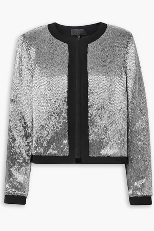 NILI LOTAN Minou Jacke aus Webstoff mit Zierperlen - Metallic - US 0