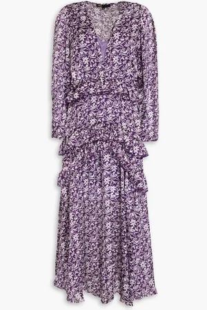 Maje Midikleid aus Chiffon mit floralem Print und Rüschen - - FR 40