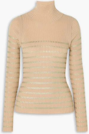 Jean Paul Gaultier Rollkragenpullover aus Merinowolle mit Metallic-Streifen - Neutral - XXS