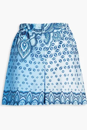 Alberta Ferretti Bedruckte Shorts aus Satin - Blau - IT 46