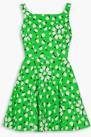 EMILIA WICKSTEAD Panna Midikleid aus strukturierter Stretch-Baumwolle mit Blumenprint - - UK 16