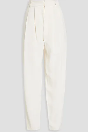 Brunello Cucinelli Plissierte Karottenhose aus Crêpe - Weiß - IT 42