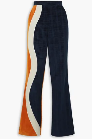 Ahluwalia Tosin Schlaghose aus Samt aus einer Baumwollmischung und Twill - Blau - UK 12