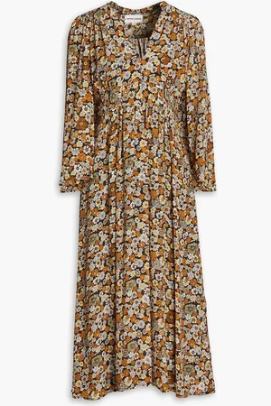 Antik Batik Colline Midikleid aus Crêpe de Chine mit floralem Print - - FR 42