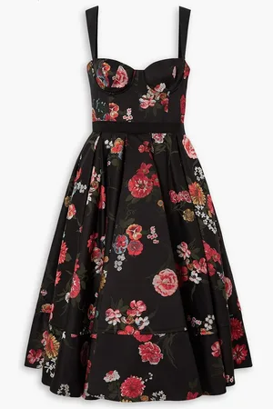 BROCK COLLECTION Tessa plissiertes Midikleid aus floralem Jacquard - - US 6