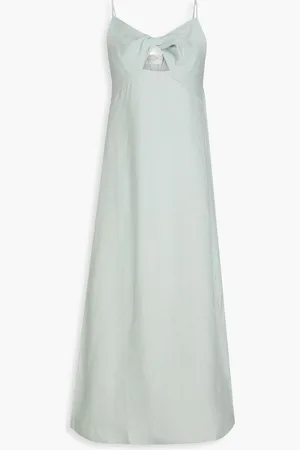 Casa Raki Lara Midikleid aus Leinen mit Cut-outs und Twist-Detail - Blau - S