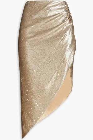 Nicholas Asymmetrischer Rock aus Stretch-Strick mit Pailletten - Metallic - US 2