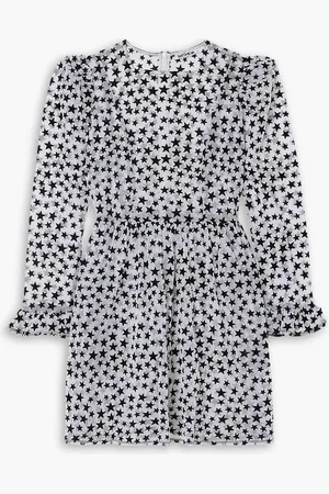 BATSHEVA Minikleid aus beflocktem Tüll mit Rüschen - - US 6