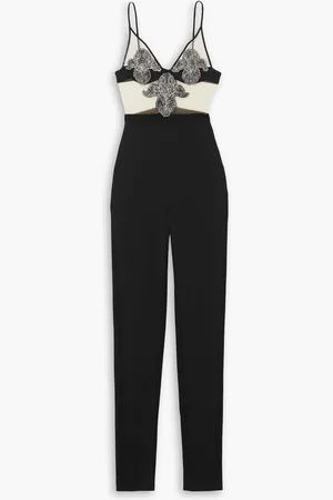 DAVID KOMA Jumpsuit aus Crêpe mit Kristallen - - UK 10