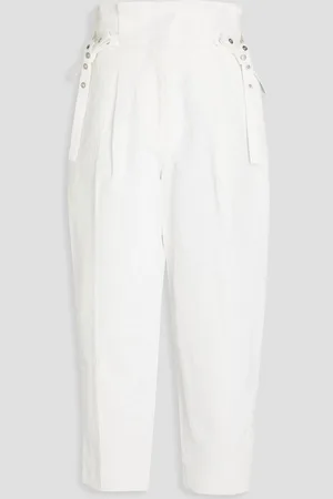 3.1 Phillip Lim Cropped Karottenhose aus einer gehämmerten Baumwoll-Leinenmischung - Weiß - US 00