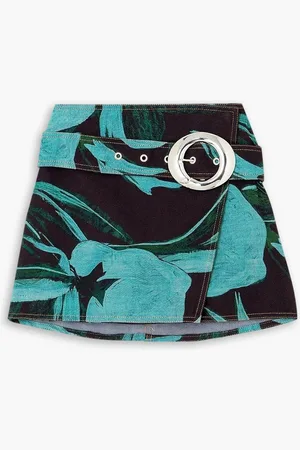 Louisa Ballou Mini-Wickelrock aus Denim mit Print - Blau - IT 34