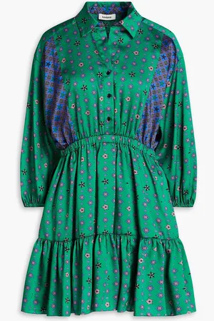 Sandro Minikleid aus glänzendem Twill mit Print - Grün - FR 42