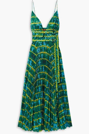 Altuzarra Winda Maxikleid aus Crêpe de Chine mit Plissee und Batikmuster - - FR 40