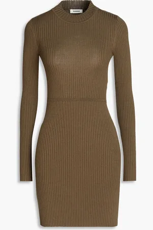 Sandro Minikleid aus Rippstrick mit Schleife und Cut-outs - Grün - FR 38