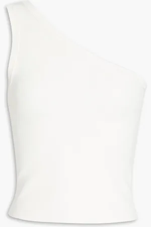 ALICE+OLIVIA Alice Olivia - Elden Oberteil aus Stretch-Strick mit asymmetrischer Schulterpartie - Weiß - L