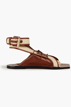 ZIMMERMANN Sandalen aus Raffiabastimitat und Leder mit Fransen - Braun - EU 36